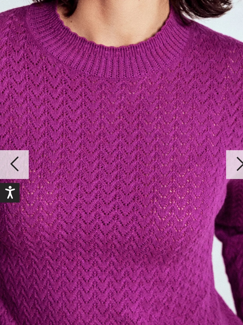 Boden Diane Pointelle Jumper Regal Purple Wool Cashmere Sweater M - Picture 3 of 10